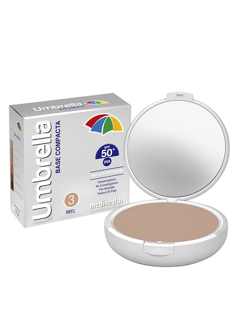 Umbrella Base Compacta SPF50+ Tono Miel de 11 gr